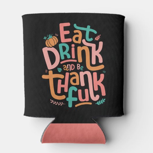 Retro eet Drink en ben dankbaar voor Happy Thanksg Blikjeskoeler (Achterkant)