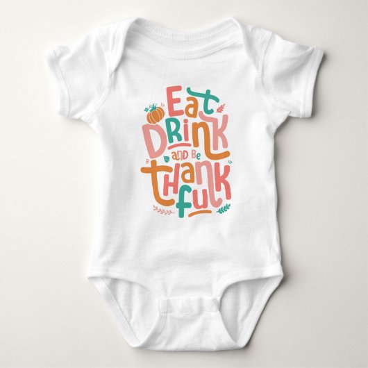 Retro eet Drink en ben dankbaar voor Happy Thanksg Romper (Voorkant)