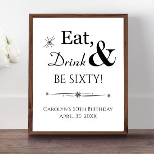 Retro Eet, Drink en Word Zestig 60e Verjaardag Poster