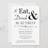 Retro Eet, Drink & Stop met Werken Pensioenfeest Kaart (Voorkant)