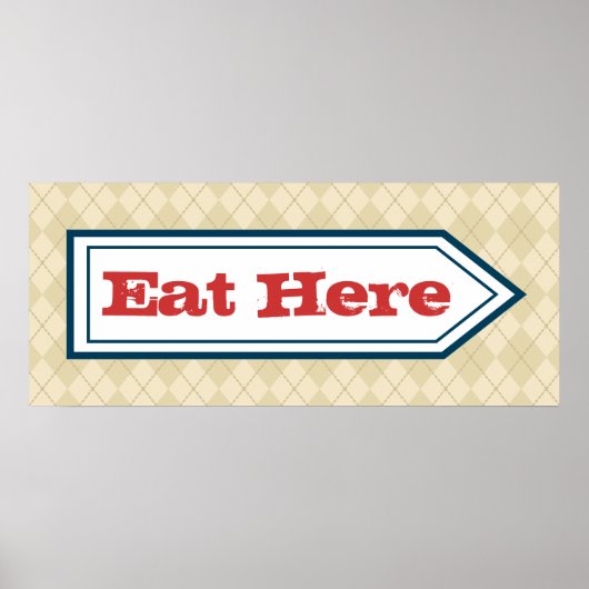 Retro Eet Hier Bord Poster (Voorkant)
