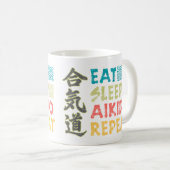  Retro Eet Slaap Aikido Herhaal Drink Mok (Voorkant rechts)