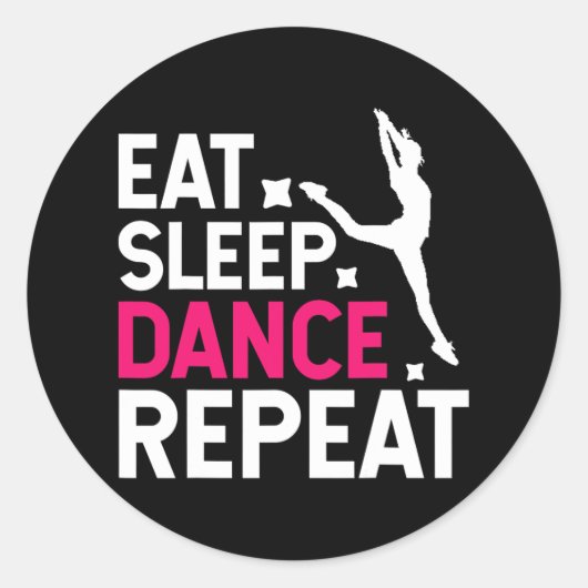 Retro Eet Slaap Dans Herhaal Dansen Ronde Sticker (Voorkant)