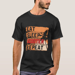 Retro Eet Slaap Scooter Herhaal Grappige Scooter L T-shirt