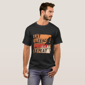 Retro Eet Slaap Scooter Herhaal Grappige Scooter L T-shirt (Voorkant volledig)