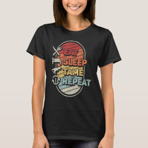 Retro Eet Slaap Tame Repeat Dinosaur Gamer T-shirt