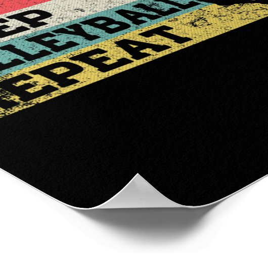 Retro Eet Slaap Volleybal Herhaal Funny Sp Poster (Hoek)