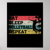 Retro Eet Slaap Volleybal Herhaal Funny Sp Poster (Voorkant)