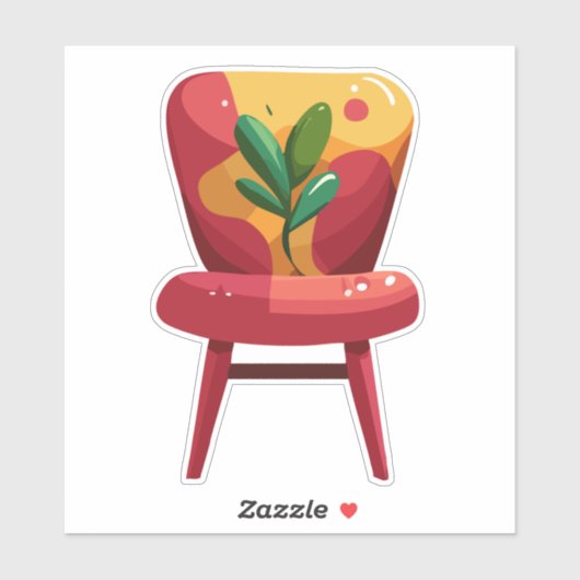 Retro eettafelstoel sticker (Vel)