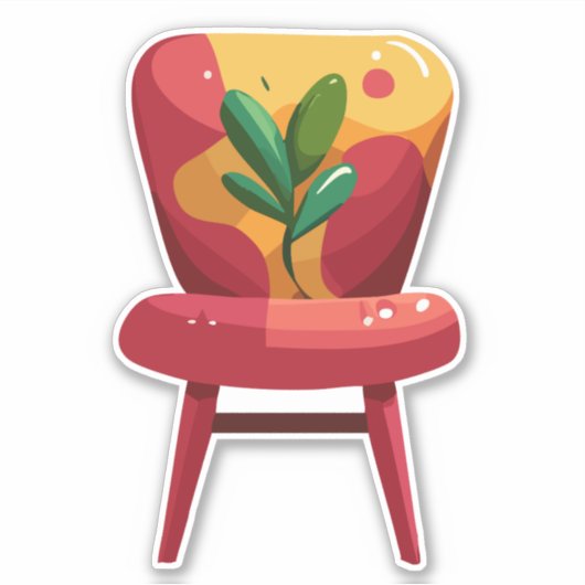 Retro eettafelstoel sticker (Voorkant)