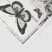 Retro efemera zwarte en witte pioenen vlinder tissuepapier (Detail)