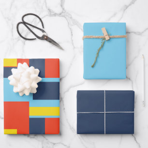 Retro effen blok ontwerp/Set 2 Inpakpapier Vel