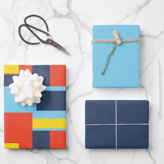 Retro effen blok ontwerp/Set 2 Inpakpapier Vel (Voorkant)