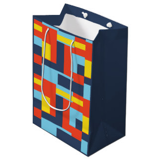 Retro effen blokontwerp/set 2 medium cadeauzakje