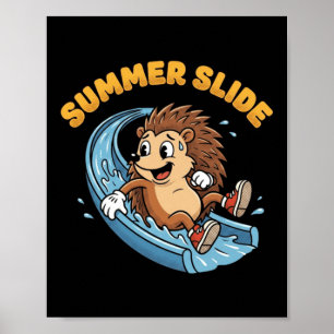 Retro Egeltje Waterglijbaan Zomer Glijbaan Vintage Poster