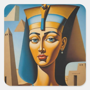 Retro Egyptische koningin Vierkante Sticker