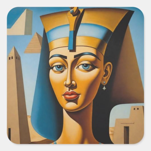 Retro Egyptische koningin Vierkante Sticker (Voorkant)