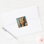 Retro Egyptische koningin Vierkante Sticker (Envelop)