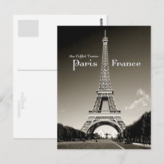 retro eiffeltoren briefkaart (Voorkant / Achterkant)