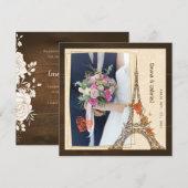 Retro Eiffeltoren foto lijst huwelijksuitnodiging Feestdagenkaart (Voorkant / Achterkant)