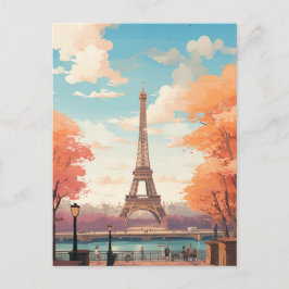 Retro Eiffeltoren, Parijs, Frankrijk Briefkaart