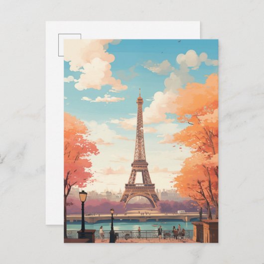 Retro Eiffeltoren, Parijs, Frankrijk Briefkaart (Voorkant / Achterkant)