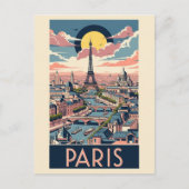 Retro  Eiffeltoren Parijs Frankrijk Seine Briefkaart (Voorkant)