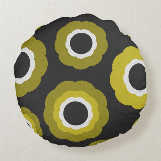 Retro  eigentijdse stijl Rosette Rond Kussen (Achterkant)