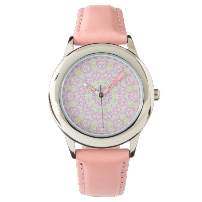 Retro eigenzinnige eclectische Boho Hippie Pastel  Horloge (Voorkant)