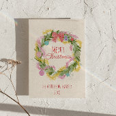 Retro Eigenzinnige Groene Kerstboog Krans Niet-Fot Feestdagenkaart