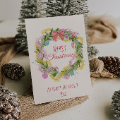 Retro Eigenzinnige Groene Kerstboog Krans Niet-Fot Feestdagenkaart