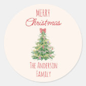 Retro Eigenzinnige Groene Rode Kerstboom Kleurrijk Ronde Sticker (Voorkant)