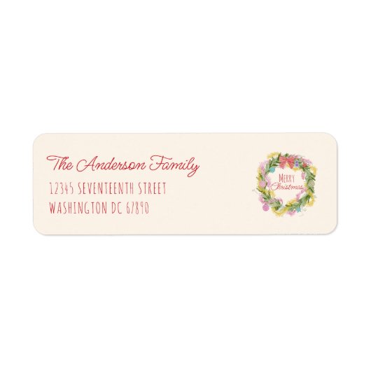 Retro Eigenzinnige Kleurrijke Kerst Bow Krans Etiket (Voorkant)