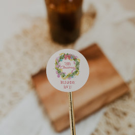 Retro Eigenzinnige Kleurrijke Kerst Bow Krans Ronde Sticker