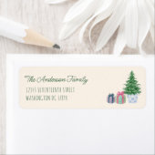 Retro Eigenzinnige Kleurrijke Kerstboom Cadeaus Etiket (Insitu)