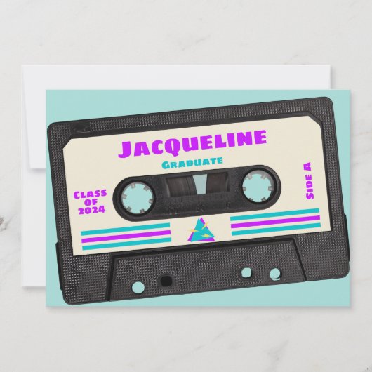 Retro Eighties Paarse Mix Tape 2025 Afstuderen Aankondiging (Voorkant)