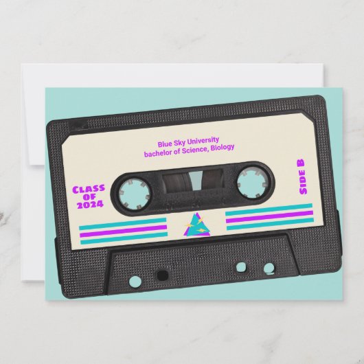 Retro Eighties Paarse Mix Tape 2025 Afstuderen Aankondiging (Achterkant)