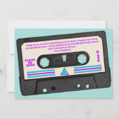 Retro Eighties Paarse Mix Tape 2025 Afstuderen Bedankkaart (Achterkant)