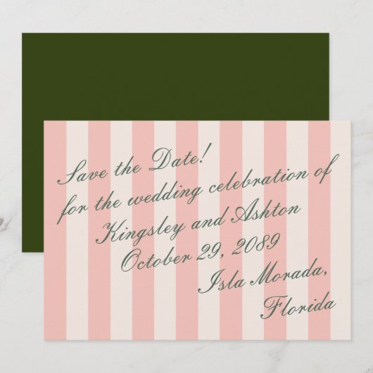 Retro Eiland Save the Date Luifel Streep Plat Kaar (Voorkant / Achterkant)