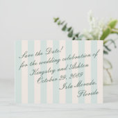 Retro Eiland Save the Date Luifel Streep Plat Kaar (Staand voorkant)