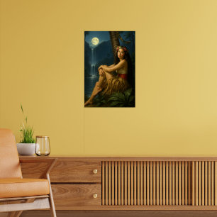 Retro Eilandmeisje In Een Tropisch Paradijs Poster