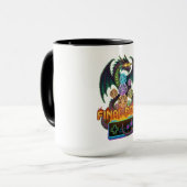 Retro Eindbaas Draak & Dobbelsteen | Gamer TTRPG P Mok (Voorkant links)