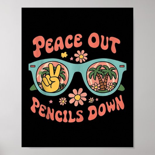 Retro einde schooljaar leraar zomer laatste dag t poster (Voorkant)