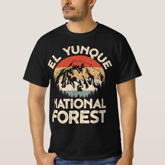 Retro El Yunque Nationaal Bos Puerto Ric T-shirt (Voorkant)
