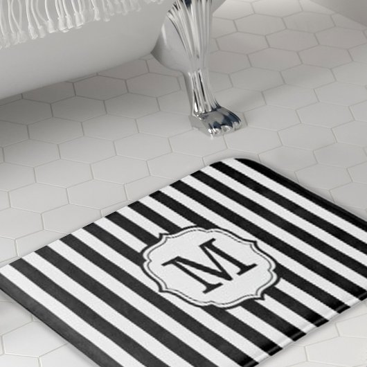 Retro Elagant Personalized Stripe Bath Mat