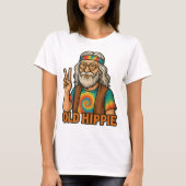 Retro Elder Hippie Graphic T-shirt |  vrede (Voorkant)