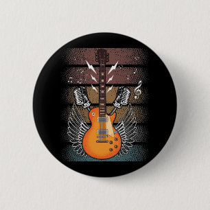 Retro Electric Guitar Singer Band Rock Music Ronde Button 5,7 Cm
