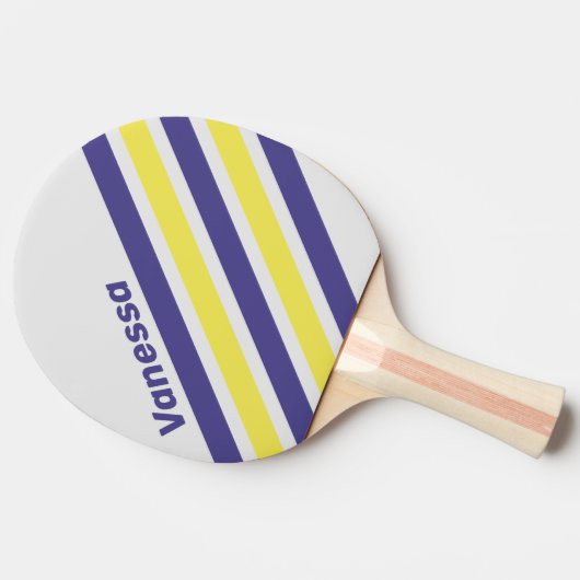 Retro Electric Lemon Grape Angled Stripe with Name Tafeltennisbatje (Zijkant)