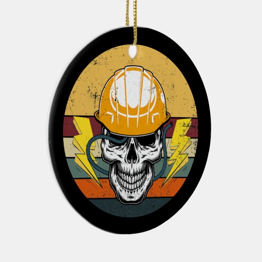 Retro Electrice Skull Electrical Engineer Keramisch Ornament (Rechts)