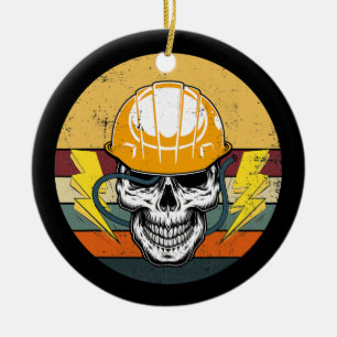 Retro Electrice Skull Electrical Engineer Keramisch Ornament